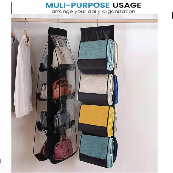 2 pack 8 Pocket Bag Organizer With Hanger Black - Picture 5 of 17